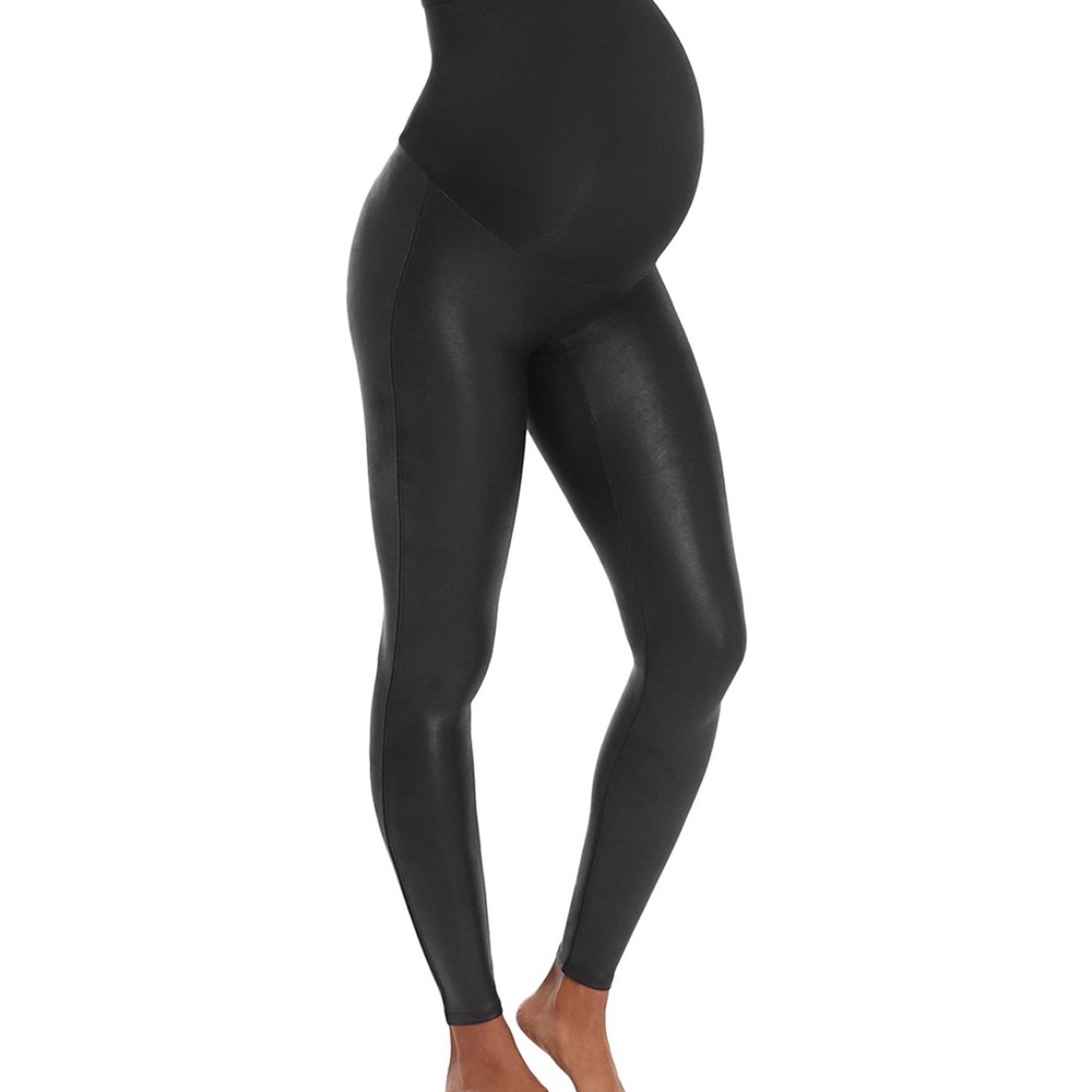 Spanx Mama Maternity Faux Leather Leggings - Very Black
